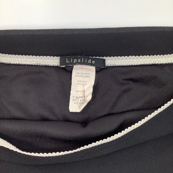 Vintage Lipslide Black Slip Skirt L Large Lace Detail Lined Academia Grunge - Picture 8 of 9